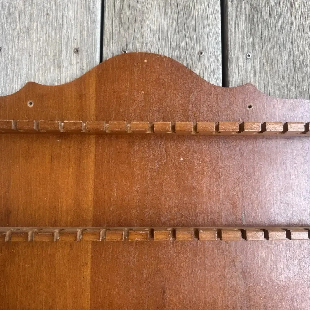 Vintage Wood Souvenir Spoon Holder Wall Display Rack 64 Spoon Country Rustic